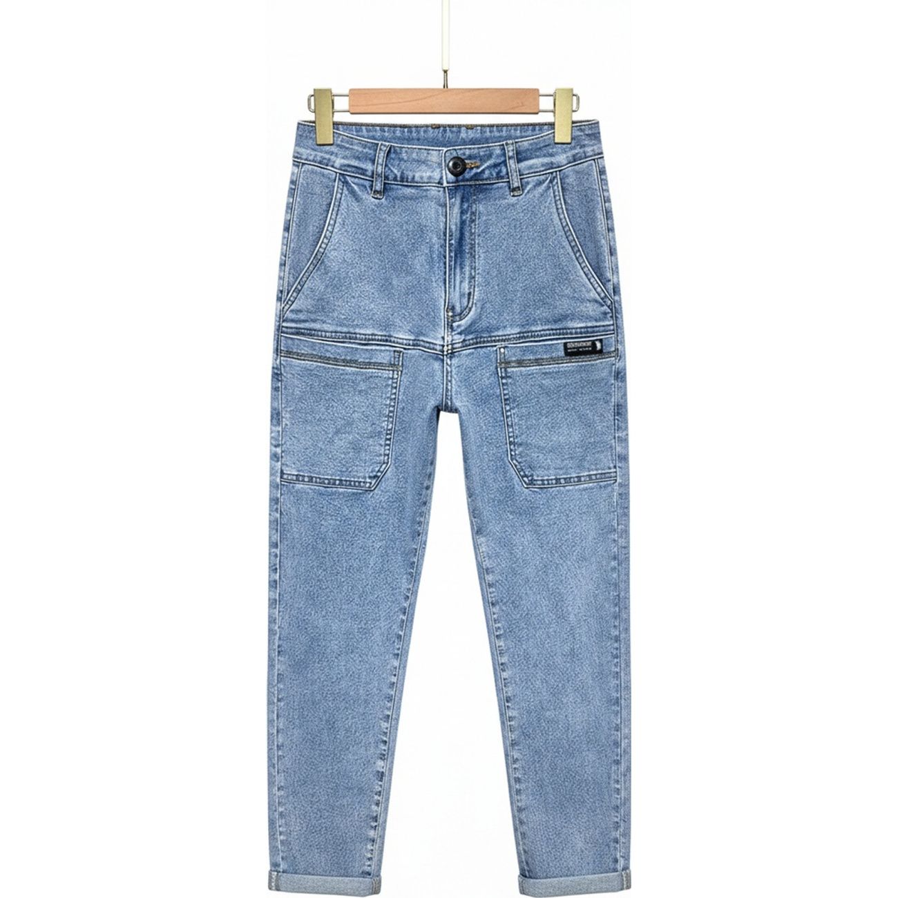 ジーンズ メンズ デニムパンツ スリム ストレッチ ワークパンツ ストレート 美脚 伸縮性 カジュアル ロングパンツ ビジカジ 履き心地 ヴィンテージ加工 ライトブルー 水色 柔らかい